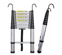 Telescopic Aluminum Ladder 8m/7m/6m/5m/4m/3m/2m/1m with Removable Hook Foldable Extension Ladder for RVs Roof Tents Attics Outdoor Work 150kg Capacity