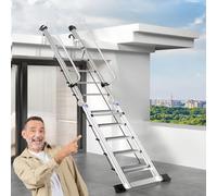 Telescopic Attic Ladder - Heavy Duty Aluminum Foldable Access Stairs with ils for Roof and Skylight, Space-Saving Design, Easy Installation, Durable and Safe.