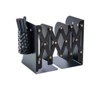 Telescopic Book Stand,Folding Bookshelf,Metal Book Stand Scalable Metal Bookends Desk Book Organizing, Student Supplies(Black A)