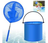 Telescopic Butterfly Nets, Extendable Fishing Nets with Folding Water Buckets, Bug Catcher for Crabbing, Insects, and Small Fish in Ponds & Pools, Outdoor Telescopic Catching Net (Blue)