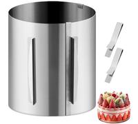 Telescopic Cake Ring with Fastening Clip & Precise Scaling Inside, 20cm High Mousse Rings Mold Adjustable 16 to 30cm, Silver Stainless Steel Baking Round Mould for Cooking Crumpets Egg Pastry Desserts