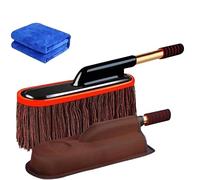 Telescopic Car Duster Wax Brush Mop Cleaning Cloth Scratch Free Dusting Waxing (Brown)
