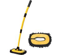 Telescopic Car Wash Brush 110Cm Microfibre Cleaning Mop With Curved Head And 90Deg Rotating Handle Extendable Aluminium Brush