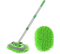 Telescopic Car Wash Mop Brush With Microfiber Head 115Cm Adjustable Long Handle Cleaning Tool For Car, Truck, Rv, Boat