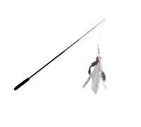 Telescopic Cat Teasing Stick Interactive Plaything with Carbon Fiber Rod | Four Section 1.8m Length, Fishing Line with Artificial Plume, Black Finish, for PET Cats Indoors
