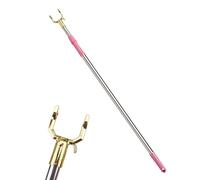 Telescopic Closet Hook Pole, 1.5 Meters (59in) Steel Clothes Hanger, Suitable for Wardrobe, Clothes Line (Pink)