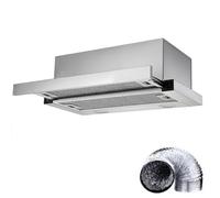 Telescopic Cooker Hood 60cm, 18m³/min Built-in Extractor Hood, with LED Light, 2 Speeds Integrated Kitchen Extractor Fan, for Small Kitchens, Apartments, and Rental Houses