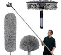 Telescopic Duster 6 m, Telescopic Wolf Head with Adjustable Extension 1.5-6 m, Wolf Head Spider Broom, Window Squeegee, Chenille Duster Head for Ceilings, Blinds