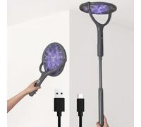 Telescopic Electric Fly Swatter Racket - USB Type-C Rechargeable Bug Zapper with Rotatable Head - Fly Zapper Racket for Mosquito & Flying Insect Control for Outdoor & Indoor - Chemical Free Design