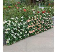 Telescopic Expanding Trellis for Artificial Flowers and Vines to Create Vertical Garden Wall Displays in Living Rooms or Patios (Dark pink)