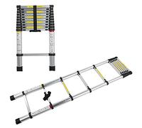 Telescopic Extension Ladder 3.8m/12.5ft Aluminum Folding Ladder for Indoor/Outdoor Use 150kg Load Capacity Adjustable 2m-8m for Rooftop RV Attic and More