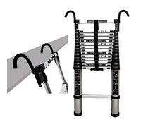 Telescopic Extension Ladder - Lightweight Aluminum Folding Ladder with Hooks for Indoor/Outdoor Use Perfect for Attic Roof and Loft Work - 33 ft