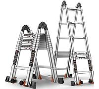 Telescopic Extension Ladder, Multi-Purpose A-Type Frame, Non-Slip Design, 330LBS Capacity, Easy to Store and Carry