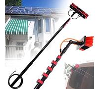 Telescopic Extension Pole Cleaning Kit, Water Fed Pole Kit Solar Cleaning Pole w/Water Fed Brush Window and Solar Panel Cleaning System Washing Tool,55cmbrush-12FT/3.6M