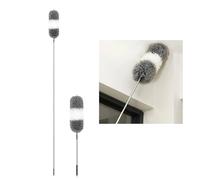 Telescopic Feather Duster Extendable Microfiber Cleaner Brush For Cleaning Blinds High Ceiling Fans Roof Cobweb Conservatory Long Reach Window Tool Grey & White 280cm Long