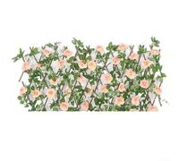 Telescopic Fence, Artificial Leaf Screening, Adjustable Retractable Fence Artificial Garden Trellis Decoration for Courtyard(Off White)