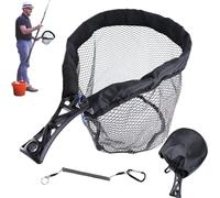 Telescopic Fishing Landing Net Foldable Rubber Coated Mesh Freshwater Saltwater Fly Salmon Trout Bass Kayak Portable Durable Lightweight Compact Storage Foldable Fishing Net Elastic Handle Rubber Mesh