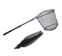 Telescopic Fishing Landing Net, Folding Fishing Nets with Telescopic Rod Handle for Fish Catch Release, Aquarium, Ponds Floating Objects, Carp Trout (Black pole+black net)