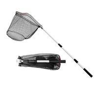 Telescopic Fishing Landing Net, Folding Fishing Nets with Telescopic Rod Handle for Fish Catch Release, Aquarium, Ponds Floating Objects, Carp Trout (White pole+black net)
