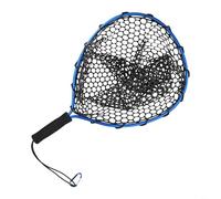 Telescopic Fishing Landing Net with Silicone Mesh, Folding Fly Carp Dip Net, Aluminum Alloy Frame For EVA Handle, Portable Catch Release Tool for Trout(Blue)