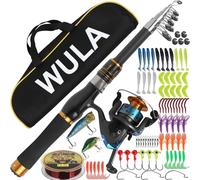 Telescopic Fishing Rod and Reel Combo Set, 1.8m Metal Fishing Pole Kit with Line/Lures Accessories/Carrier Bag, Fishing Spinning Rod Reel Combo Full Kit for Saltwater Freshwater