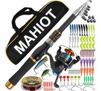 Telescopic Fishing Rod and Reel Combo Set, 1.8m Metal Pole Kit with Line/Fishing Lures Accessories/Carrier Bag, Spinning Rod Reel Combo Full Kit for Saltwater Freshwater