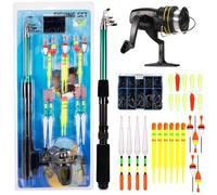 Telescopic Fishing Rod and Reel For Combo Kit with Hooks | Portable Metal Pole Gear Set for Beginners | Lightweight Travel Fishing Equipment for Hiking and Vacation,