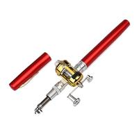 Telescopic Fishing Rod,Fishing Pole Portable Pocket Telescopic Mini Fishing Pole Pen Shape Folded Rod With Reel Wheel(Red)