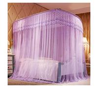 Telescopic Fishing Rod Mosquito Net Canopy - U-Shaped 3-Door Bed Cover for King Size Bed (Purple, 1.2m x 2.0m) - Ultimate ct Protection for Outdoor Adventures