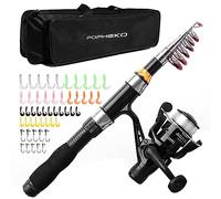 Telescopic Fishing Rod Reel Full Kit Fishing Line Lures for Beginner All-in-One 1.7M/5.58FT Light-weight Fishing rod+Spinning Reel+Line+Lures Set+Carry Bag for Kids Youth Outdoor Travel Bass Trout