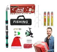 Telescopic Fishing Rod Set, Fishing Rod and Reel Combinations | Christmas Rod Complete Starter Pack | Lightweight Foldable Rods, Christmas Saltwater Freshwater Set for Beginners