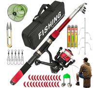 Telescopic Fishing Rod | Telescopic Portable Fish Accessories with Carrying Case - Travel Fishing Rod - for Boating Kayak Trolling Offshore Inshore Saltwater Deck Shore Surf River Lake Pond Beach