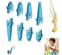 Telescopic Fishing Toy, Extendable Fishing Table Games for Adults & Teens, Who Can Catch Longest Fish Game, Stress Relief Activities Family Board Games for Party Home Birthday Boys Girls (Blue)