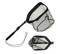Telescopic Floating Net For Fishing 80 To 100 Cm With Aluminum Alloy Rod, Mesh, Sponge Frame Pocket, Lanyard, Foldable Design, Lightweight And(black)