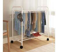 Telescopic Floor-Standing Pants Rack with 30 Rolling Hangers - Multi-Functional Closet Organizer for Trousers, Space-Saving White Storage Solution