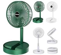 Telescopic Folding Fan,2025 New USB Rechargeable Collapsible Desk Fan,3 In 1 Portable Tabletop & Floor Fan,Wireless Fan,Silent Stand up Fan Wireless Folding Floor Standing Fans for Dorm ＆ Bedroom
