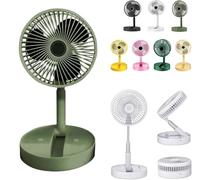Telescopic Folding Fan 2025 New USB Rechargeable Collapsible Desk Fan Portable Desktop Fans Silent Stand Up Table Accessories with 3 Speed Foldable Floor Standing Fans Cooling Gift for Dorm Home Green