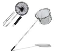 Telescopic Folding Fishing Landing Net,1.55m Stainless Steel Pole,Collapsible Extensible Long Handle,Triangular Net,For Bird Fish Catch,Aquarium,Ponds Floating Objects,Carp Trout,Round