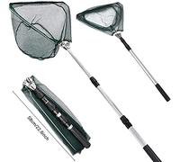 Telescopic Folding Fishing Landing Net, 170cm Pole Collapsible Extensible Long Handle Fishing Net with Stainless Steel Triangular for Bird Fish Catch, Ponds Floating Objects, Aquarium