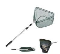 Telescopic Folding Fishing Landing Net, Collapsible Extendable Aluminum long Handle with Rubber Grip For Fish Catch, Aquarium, Ponds Floating Objects, Carp Trout (150cm)