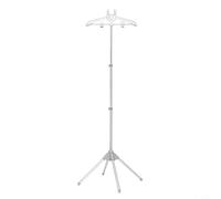 Telescopic Folding Garment Steamer Rack with 360-Degree Rotation and 3 Adjustable Rods, Aluminum Alloy Handheld Clothes Steamer Holder Stand for Pa(Grey)