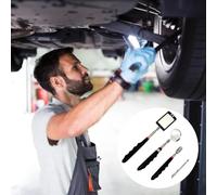 Telescopic Folding Inspection Mirror with 360° Rotating Head and Magnetic Pickup Tool, Stainless Steel Extendable Handle with LED Lights for Car Mechanic,(Square Mirror)