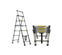 Telescopic Folding Ladder,Extension Ladder,A-Frame Ladder, Collapsible Ladder,Multi-Purpose Stepladder 150kg /330lbs Capacity,with Non-Slip Foot Cover for Indoor Outdoor (6+7 Step)