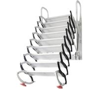 Telescopic Folding Ladder - Wall-Mounted Attic Loft Ladder with Ladder Hook, 2.5-3m (100-120in) Stretching & Contracting Design