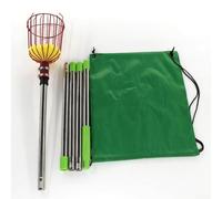 Telescopic Fruit Picker with Stainless Steel Pole, Adjustable High Reach Garden Tool for Harvesting Apples Pears Peaches, Lightweight Basket and Cloth Bag Included(2m)