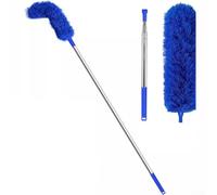 Telescopic Gutter Cleaner 2.5M Extendable Handle with Stiff Bristles for Leaf Removal from Ground(Blue)