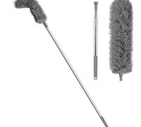 Telescopic Gutter Cleaner 2.5M Extendable Handle with Stiff Bristles for Leaf Removal from Ground(Gray)