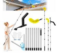 Telescopic Gutter Cleaning Tools 13FT Gutter Cleaner Pole with Scoop Brush