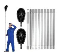 Telescopic Gutter Cleaning Tools, 14 Ft Portable Gutter Cleaner with 2 Brushes and 10 Pcs Detachable Poles for Removing Leaves Debris Window Spider Web