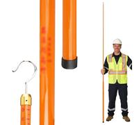 Telescopic Height Pole Insulated Survey Rod for Power Line Clearance & Tree Measurement. Lightweight Fiberglass Ranging Pole with Hook for Construction and Electrical Inspections.